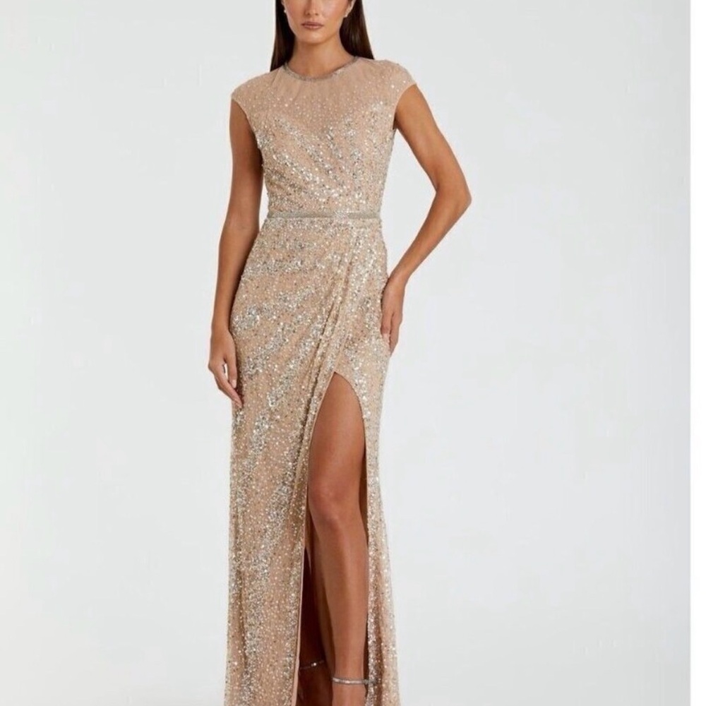 Mac Duggal Gold Sequin Wedding Dress